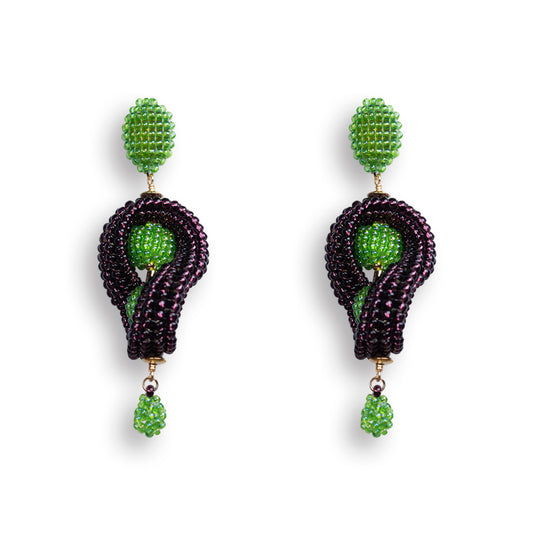 ERINA EARRINGS GREEN & PURPLE